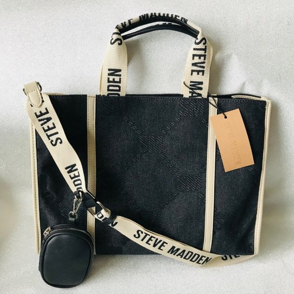 Steve Madden Black Bsantam Tote Bag Purse with Black Coin Purse TikTok Viral - Picture 1 of 11